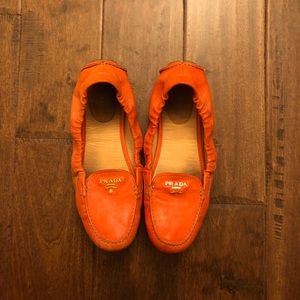 Prada loafer scrunch driver flats